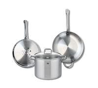 Ensemble de 2 Poêles de cuisson 28 et 32 cm et 1 faitout 26 cm Profi Citrin Elo
