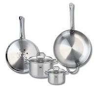 ELO 9508750 Batterie de cuisine 4 pièces, Ensemble de 2 Poêles de cuisson 28 et 32 cm et 2 faitouts 14 et 20 cm Elo Profi Citrin, inox, induction