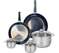 ELO 9738950 Batterie de cuisine 5 pièces, Ensemble de 2 Poêles de cuisson 28 et 32 cm et 3 faitouts 12, 14 et 24 cm Elo Prima Brillant, inox, induction