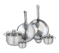 ELO 9883150 Batterie de cuisine 5 pièces, Ensemble de 2 Poêles de cuisson 28 et 32 cm et 3 faitouts 12, 14 et 24 cm Elo Profi Brillant, inox, induction, Gris Argent