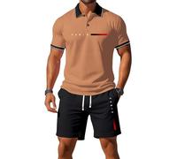 Ensemble de 2 polos d'été à manches courtes et manches courtes pour homme, motif paris, décontracté, vacances, plage, sport, course à pied