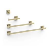 Ensemble de 2 Porte-serviettes, 1 Dérouleur WC, 1 Patère Porte-serviettes Cava doré - TRES 09598101CA