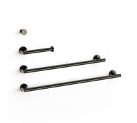 Ensemble de 2 Porte-serviettes et 1 Dérouleur à papier WC Noir Métallisé - TRES 09598102KM