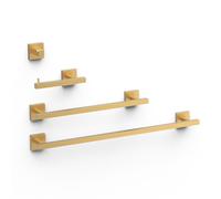 Ensemble de 2 Porte-serviettes et 1 Dérouleur à papier WC Or Mat 24K - TRES 09598101OM