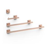 Ensemble de 2 Porte-serviettes et 1 Dérouleur à papier WC Or Rose Mat 24K - TRES 09598101OPM