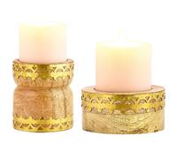 Ensemble De 2 Porte-Teintes Vintage En Bois Boho Décor 9Cm