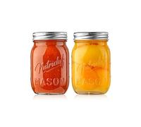 NutriChef Bocaux hermétiques en verre 500 ml – Couvercles métalliques et banderoles – Lot de 2