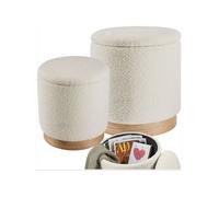 Ensemble de 2 poufs avec espace de rangement rond crème