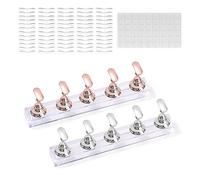 Ensemble de 2 présentoirs d'art d'ongle acrylique PFLYPF, supports magnétiques, outils de pratique des ongles, avec 54 adhésifs blancs et 120 pièces d'art d'ongle transparent
