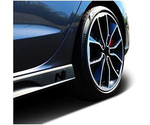 Ensemble de 2 protecteurs d'écran pour logo, emblème de jupes latérales, autocollants, logos, côté-côté, autocollant auto-adhésif parfaitement adapté à la voiture, K055 (Noir brillant)