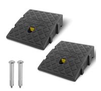 Ensemble de 2 Rampe en Caoutchouc Antidérapante pour Trottoir, Voiture, Fauteuil Roulant, Moto et Chien -Hauteur 7-13 cm, Noir, Résistante aux Intempéries，avec 2 Boulon d'Extension