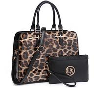 Ensemble de 2 sacs à main pour femme avec 3 compartiments, léopard, Medium