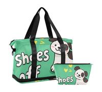 Ensemble de 2 sacs de gym à bandoulière avec sac de toilette pour voyage Motif chien Blanc, chaussures off dessin animé mignon drôle chien blanc, 1 size
