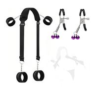 Ensemble de 2 sangles d'étirement pour les mains et les jambes en nylon noir pour le Pilates, avec composants fonctionnels, support de positionnement des jambes pour le Pilates
