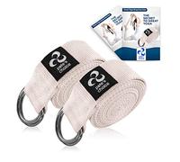 Ensemble de 2 Sangles Yoga Strap 2,4m - eBook Inclus Yoga Ceinture avec Coton Épais Anneau Résistant pour Pilates Entraînement Gymnastique Améliorez votre Flexibilité ainsi que votre Équilibre