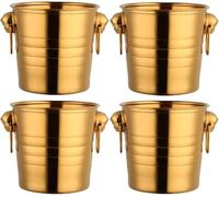 Ensemble de 2 seaux à Glace en métal, cuve de 59 n Acier Inoxydable, Refroidisseur à bière Multifonctionnel pour Les fêtes, la Maison, Le Bar, Les Plantes, Le Champagne (4PCSIceBuckets)
