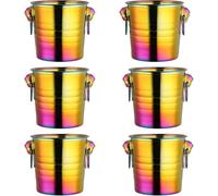Ensemble de 2 seaux à Glace en métal, cuve de 59 n Acier Inoxydable, Refroidisseur à bière Multifonctionnel pour Les fêtes, la Maison, Le Bar, Les Plantes, Le Champagne (6PCSIceBuckets)