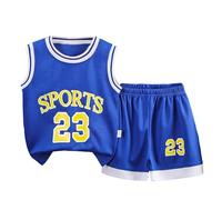 Ensemble de 2 shorts de sport pour bébés, garçons, maillots de sport, survêtement, débardeur et short en maille, tenue d'été pour bébé garçon, bleu, 3-4 ans