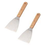 FM Professional 9308750 Lot de 2 Spatules pour plancha, Grise, Bois de hêtre, Acier Inoxydable, 23,5 cm