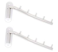 Ensemble de 2 supports de bras pivotant en acier inoxydable 304, NUZAMAS, fixé au mur, cintre pour vêtements, 5 porte-manteaux pour portemanteaux