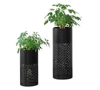 Ensemble de 2 Supports de Plantes Lot Pots de Fleur Set Cache-Pot Ensemble Bacs à Fleurs Vases Métal Tailles Différentes Noir