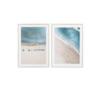Ensemble de 2 tableaux imprimés de plage avec un cadre en bois effet chêne - Longueur 100 x Profondeur 4 x Hauteur 70 cm - -