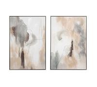 Ensemble de 2 tableaux peinture à l'huile sur toile, peinte avec cadre en bois noir - Longueur 120 x Profondeur 4 x Hauteur 90 cm