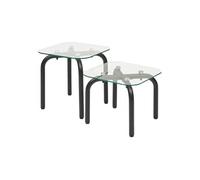 Atmosphera - Ensemble de 2 tables à café en verre HECATE - Noir - Hecate Noir