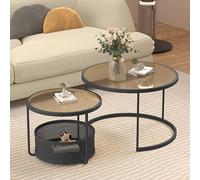 Ensemble de 2 tables basses de salon - Tables d'appoint gigognes - Tables guéridons pour canapé et console - Petite table basse en verre pour chambre à coucher, studio, appartement