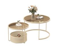 Ensemble de 2 tables basses de salon - Tables d'appoint gigognes - Tables guéridons pour canapé et console - Petite table basse en verre pour chambre à coucher, studio, appartement