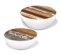 vidaXL Ensemble de 2 tables basses Forme de bol Bois de récupération