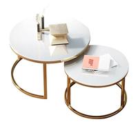 Ensemble de 2 tables basses gigognes modernes avec plateau en verre trempé haute résistance de 8 mm, élégantes et pratiques for le salon, le bureau ou la salle à manger.(Black Frame+white+black)