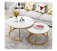 Ensemble de 2 Tables Basses gigognes Rondes Modernes Effet marbre, idéales comme Table d'appoint, Table Basse ou Table de Cocktail for Le Salon, Le Bureau ou la Maison.(A,80cm/31inch)