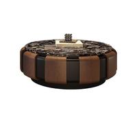 Ensemble de 2 tables basses gigognes rondes modernes en pierre naturelle | Table basse de luxe au style chic et contemporain, table centrale de salon pour demeures haut de gamme(B)