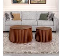 Ensemble de 2 Tables Basses gigognes Rondes, Tables Basses gigognes Modernes pour Salon, Ensemble de Tables d'appoint Rondes, Table de Chevet pour Chambre ou Balcon,K