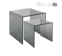 Ensemble de 2 tables basses modernes en plexiglas transparent 80'S