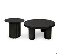 Ensemble de 2 tables basses rondes avec piètement style colonne Storia Noir