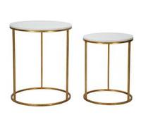 Lot de 2 Tables d'Appoint Gigognes "Julia" 63cm Or