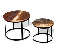 Ensemble de 2 Tables Basses with Bois Massif de Récupération, Design Rétro, Grande Capacité de Rangement, Table Basse Salon, Petite Table Basse, Pour Salon, Marron et Noir, 50 x 41 cm/40 x 35 cm