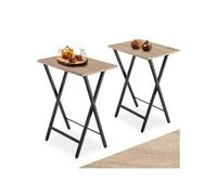 Table basse - TECTAKE - Ensemble de 2 tables d'appoint PHOENIX pliantes au style industriel en bois et acier / Bois clair/Chêne
