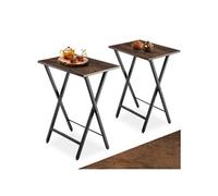 Table basse - TECTAKE - Ensemble de 2 tables d'appoint PHOENIX pliantes au style industriel en bois et acier / Bois foncé