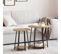 Ensemble De 2 Tables D'appoint Vidaxl En Chêne Artisanal Avec Bois Reconstitué Et Métal