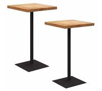 Ensemble de 2 Tables de Bar, Petite Table à Manger de Cuisine, Table de Cocktail de pub en Bois pour Une fête de Salon, Cadre en métal Noir Robuste, 105cm H