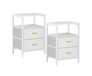 Ensemble de 2 tables de chevet, table d'appoint avec 2 tiroirs et étagères en tissu, compartiment ouvert, table basse, table de chevet chambre, pour salon, chambre À propos de cet article[Design Éléga