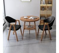 Ensemble de 2 tables de salle à manger rondes de 60 cm - Chaises peu encombrantes pour petit déjeuner, bar, bureau, café, balcon, salon - Design noir élégant parfait pour les petits espaces