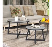 Ensemble de 2 Tables d'Extérieur Outsunny avec Plateau en Verre Trempé, Ø70x45 cm et Ø50x35 cm, Gris