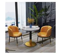 Ensemble de 2 tables et chaises nordiques modernes et minimalistes pour salon Table ronde et chaise Combinaison meubles de cuisine Couleur : bleu ciel (tissu) (orange (cuir))