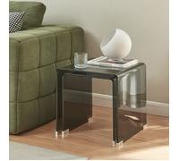 [en.casa] Tables Basses Gigognes Lot de 2 Kariengem en Verre Trempé Bout de Canapé Table de Chevet Peu Encombrant Moderne Stable Gain de Place pour Salon Séjour Chambre Gris