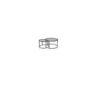 - Ensemble de 2 tables gigognes rondes en métal et verre Auruma noir avec verre gris