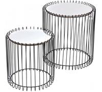 Ensemble de 2 tables miroir 2 tailles - Noir - Miroir et métal - D 46 cm